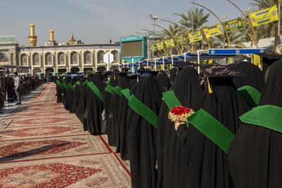 صور من فعاليات الفترة الصباحية من حفل التخرج المركزي لطالبات الجامعات العراقية دفعة (بنات الكفيل) السنوي الخامس