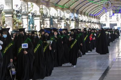 صور من فعاليات الفترة الصباحية من حفل التخرج المركزي لطالبات الجامعات العراقية دفعة (بنات الكفيل) السنوي الخامس