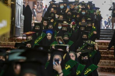 صور من فعاليات الفترة الصباحية من حفل التخرج المركزي لطالبات الجامعات العراقية دفعة (بنات الكفيل) السنوي الخامس