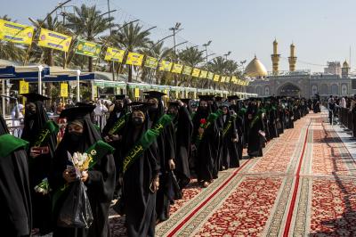 صور من فعاليات الفترة الصباحية من حفل التخرج المركزي لطالبات الجامعات العراقية دفعة (بنات الكفيل) السنوي الخامس