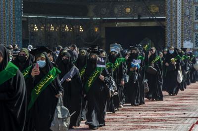 صور من فعاليات الفترة الصباحية من حفل التخرج المركزي لطالبات الجامعات العراقية دفعة (بنات الكفيل) السنوي الخامس