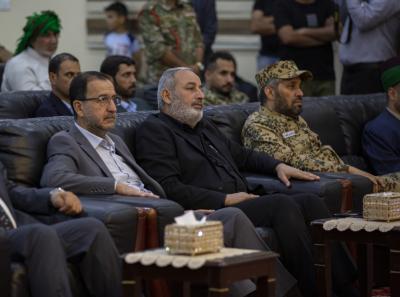 قائد فرقة العباس الشيخ ميثم الزيدي وعضو مجلس إدارة العتبة العباسية السيد جواد الحسناوي والمهندس محمد الاشيقر