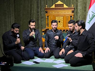 تفاعل طلبة الحوزة العلمية مع خيمة سيد الماء على طريق زائري الأربعين