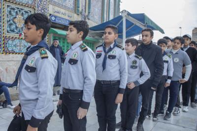 وصول العناصر الكشفية إلى العتبة العباسية للمشاركة في حفل ختام برامج جمعية كشافة الكفيل