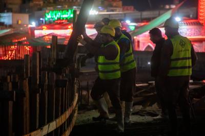 قسم المشاريع ينجز صبّ أكثر من 200 م³ من الخرسانة في المساحات الإضافية لصحن أم البنين (عليها السلام)