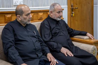 سماحة السيّد الصافي يستقبل المتولّي الشرعيّ للعتبة الرضوية المقدّسة في مجمّع أبي الفضل العباس (عليه السلام)