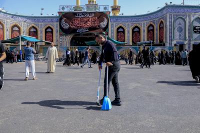 قسم الشؤون الخدمية يجري حملة تنظيف موسعة لمحيط العتبة العباسية المقدسة والطرق المؤدية إليها