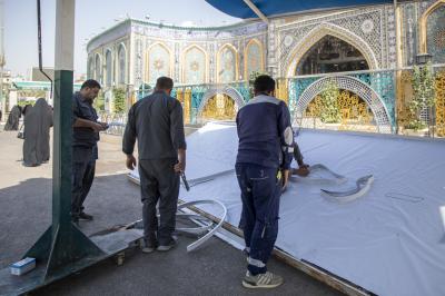 ملاكات العتبة العباسية المقدسة تباشر تجهيز منصة مهرجان رحمة للعالمين الدولي الأول