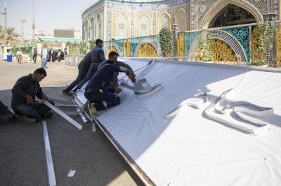 ملاكات العتبة العباسية المقدسة تباشر تجهيز منصة مهرجان رحمة للعالمين الدولي الأول