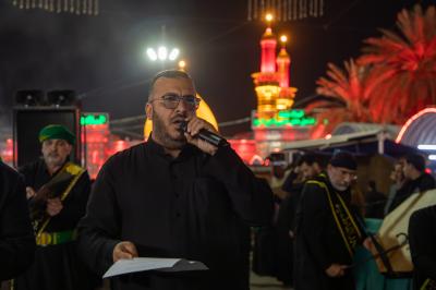 مواكب العزاء الكربلائية تحيي ذكرى شهادة أمير المؤمنين (عليه السلام) عند العتبتين المقدستين