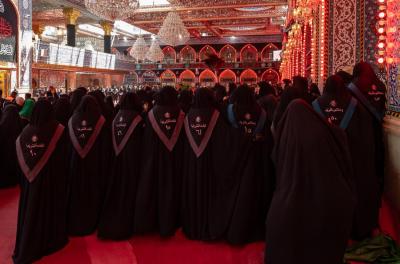 مكتب المتولي الشرعي للشؤون النسوية يستقبل المعزيات بذكرى دفن الأجساد الطاهرة