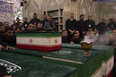 العتبة العباسية المقدسة تشهد مراسم تشييع جثامين عائلة السيد الشهيد علي الخامنئي (رضوان الله عليه)