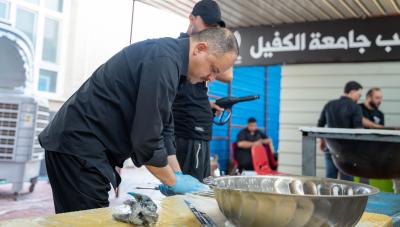 عبر موكبها الخدمي.. جامعة الكفيل تواصل تقديم خدماتها لزائري الأربعين