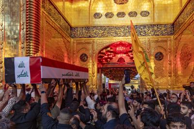 تشييع عدد من شهداء الحشد الشعبي في صحن مرقد أبي الفضل العباس (عليه السلام)