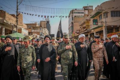 موكب فرقة العباس (عليه السلام) يحيي يوم الأربعين في مدينة كربلاء المقدسة