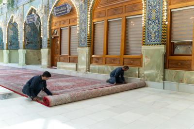 قسم رعاية الصحن الشريف ينفذ حملة تنظيف بعد انتهاء شهري المحرم الحرام وصفر الخير