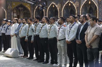 العناصر الكشفية تؤدي مراسم زيارة الإمام الحسين وأخيه أبي الفضل العباس (عليهما السلام)