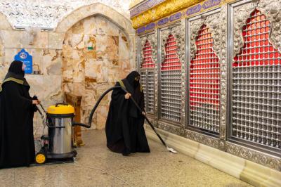 شعبة الزينبيات تواصل أعمالها الخدمية في مقام الإمام المهدي (عجل الله فرجه الشريف)