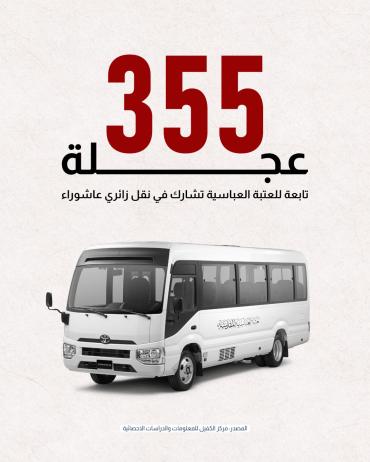 355 عجلة تابعة للعتبة العباسية تشارك في نقل زائري عاشوراء