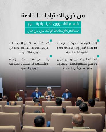 قسم الشؤون الدينية يقيم محاضرة إرشادية لوفد من ذي قار.