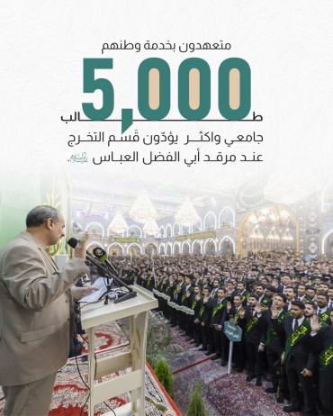 5 آلاف طالب جامعي وأكثر  يؤدّون قَسم التخرج عند مرقد أبي الفضل العباس (عليه السلام).