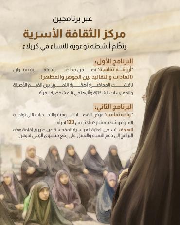 مركز الثقافة الأسرية ينظّم أنشطة توعوية للنساء في كربلاء 
