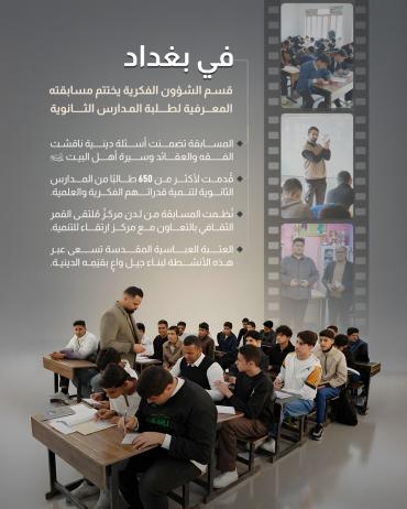 قسم الشؤون الفكرية يختتم مسابقته المعرفية لطلبة المدارس الثانوية