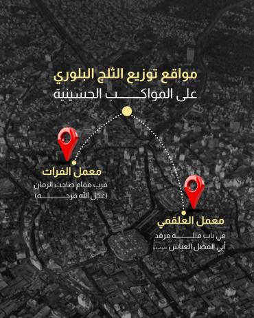 العتبة العباسية تحدد موقعين لتوزيع الثلج البلوري على المواكب الحسينية 