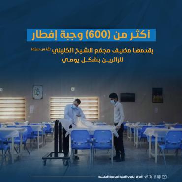 مضيف مجمع الشيخ الكليني يقدم أكثر من (600) وجبة إفطار للزائرين يوميا