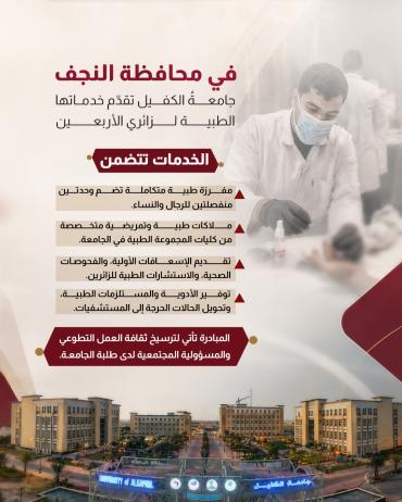  جامعةُ الكفيل تقدّم خدماتها الطبية لزائري الأربعين 