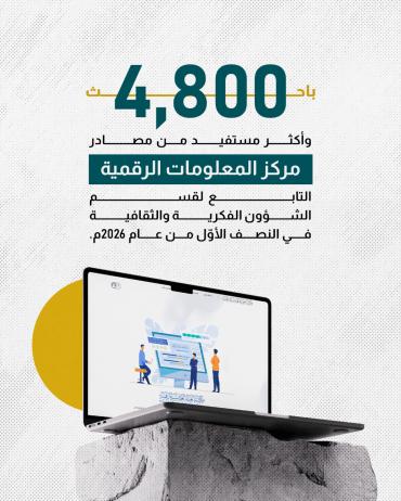 4800 باحث وأكثر مستفيد من مصادر مركز المعلومات الرقمية التابع لقسم الشؤون الفكرية والثقافية في النصف الأوّل من عام 2026م.