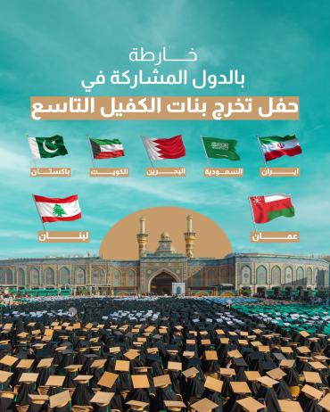 خارطة بالدول المشاركة في حفل تخرج بنات الكفيل التاسع 