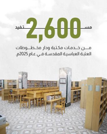 2600 مستفيد من خدمات مكتبة ودار مخطوطات العتبة العباسية المقدسة في عام 2025م
