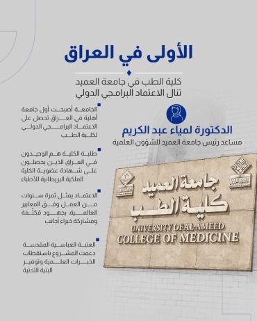 كلية الطب في جامعة العميد تنال الاعتماد البرامجي الدولي