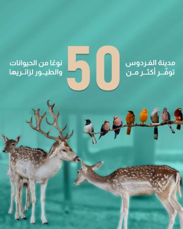 مدينة الفردوس توفّر أكثر من خمسين نوعًا من الحيوانات والطيور لزائريها