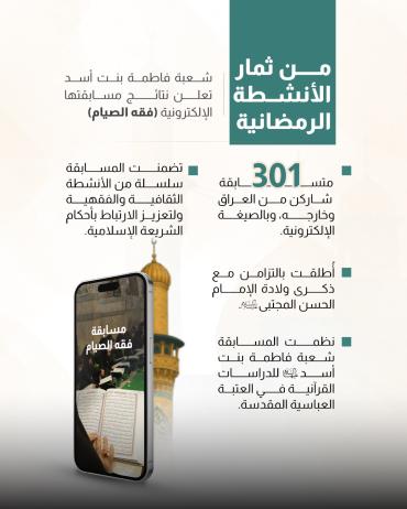 شعبة فاطمة بنت أسد تعلن نتائج مسابقتها الإلكترونية (فقه الصيام)