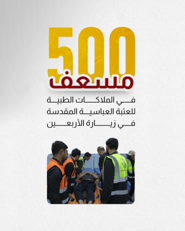 500 مسعف في الملاكات الطبية للعتبة العباسية في زيارة الأربعين.