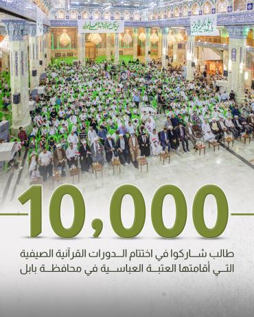 10 آلاف طالبٍ شاركوا في اختتام الدورات القرآنية الصيفية التي أقامتها العتبة العباسية في محافظة بابل