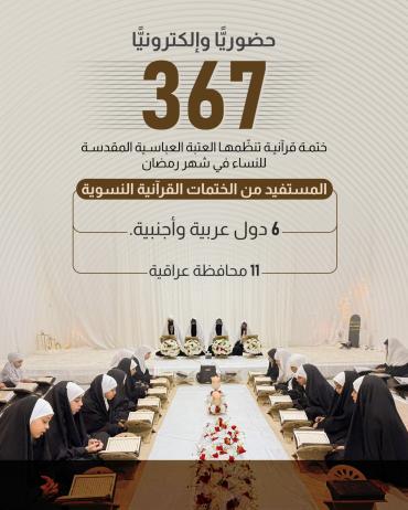 367 ختمة قرآنية تنظّمها العتبة العباسية المقدسة للنساء في شهر رمضان