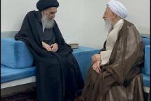 المرجع الديني الأعلى السيد علي السيستاني يستقبل سماحة آية الله الشيخ عبدالله الجواديّ الآمليّ