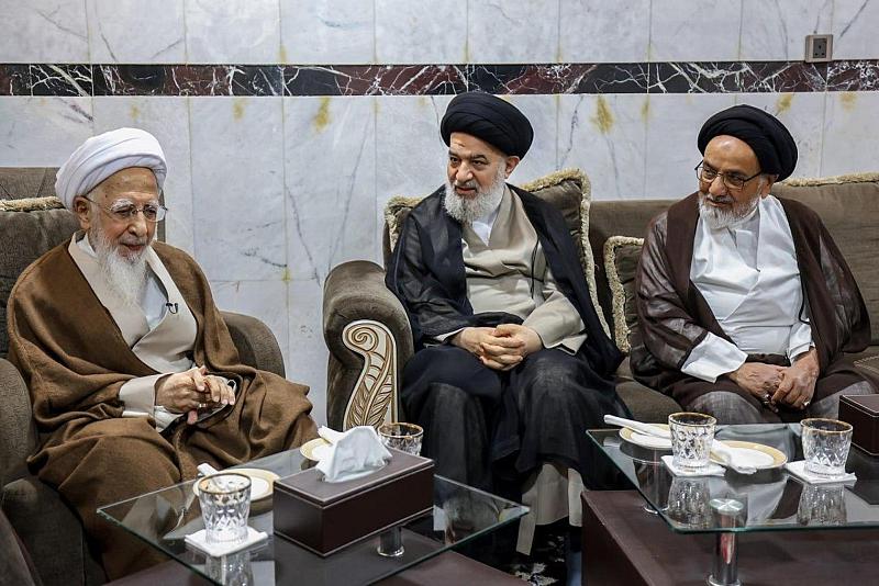 سماحة العلّامة السيد أحمد الصافي يزور آية الله الشيخ عبد الله الجواديّ الآمليّ في مقرّ إقامته في كربلاء