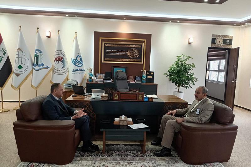 سماحة المتولي الشرعي للعتبة العباسية المقدسة يوفد رئيس هيأة التعليم العالي لتهنئة جامعة الكفيل بحصولها على الاعتماد المؤسسي