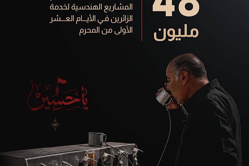 48 مليون لتر ماء وفّرها قسم المشاريع الهندسية لخدمة الزائرين في الأيام العشر الأولى من المحرم