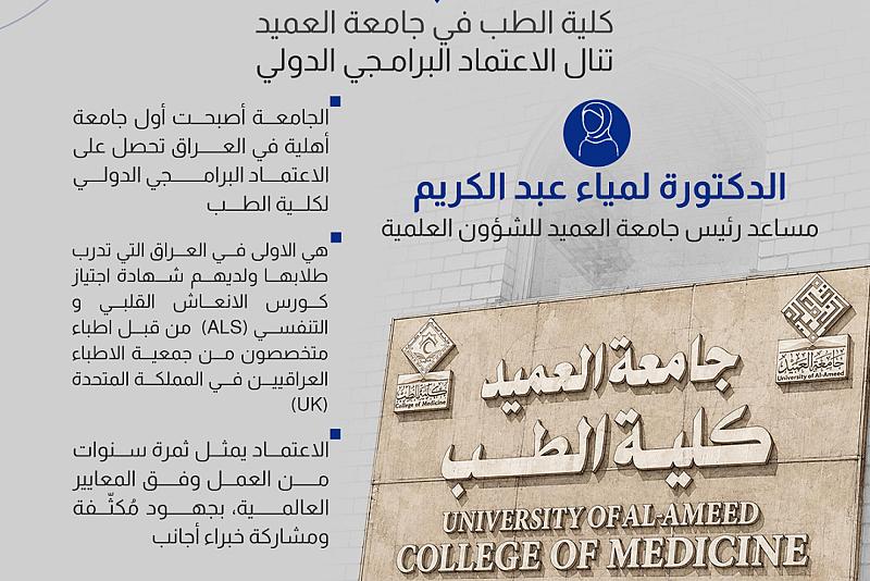 كلية الطب في جامعة العميد تنال الاعتماد البرامجي الدولي