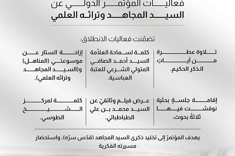 العتبة العباسية تطلق فعاليات المؤتمر الدولي عن السيد المجاهد وتراثه العلمي