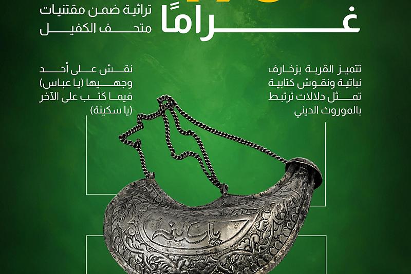  قربة ماء فضية تراثية ضمن مقتنيات متحف الكفيل