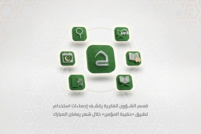 قسم الشؤون الفكرية يكشف إحصاءات استخدام تطبيق (حقيبة المؤمن) في شهر رمضان المبارك