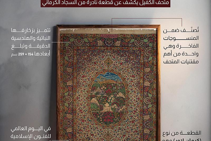 متحف الكفيل يكشف عن قطعة نادرة من السجاد الكرماني