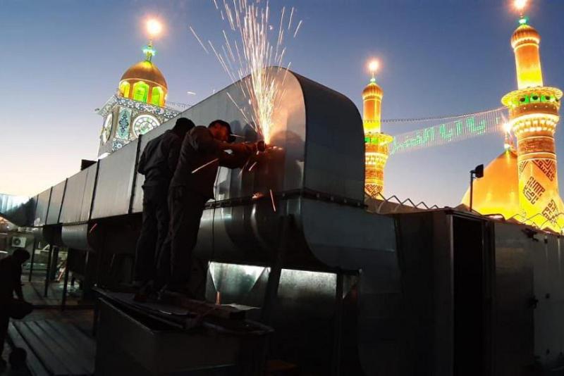 قسمُ الصيانة الهندسيّة يستنفر كوادره لاستكمال أعمال تنصيب منافذ توزيع التكييف المركزيّ في الصحن الشريف
