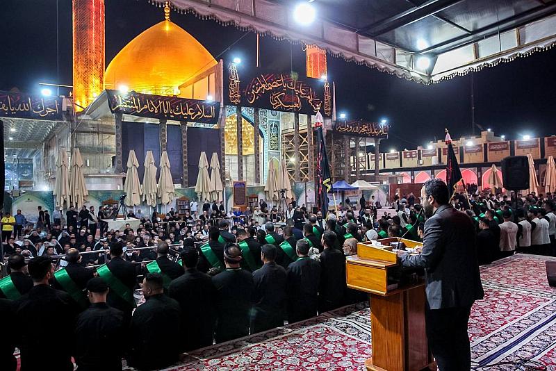 بالصور... العتبة العسكرية ترفع راية الحزن والأسى بذكرى شهادة الإمام الحسن العسكري (عليه السلام)